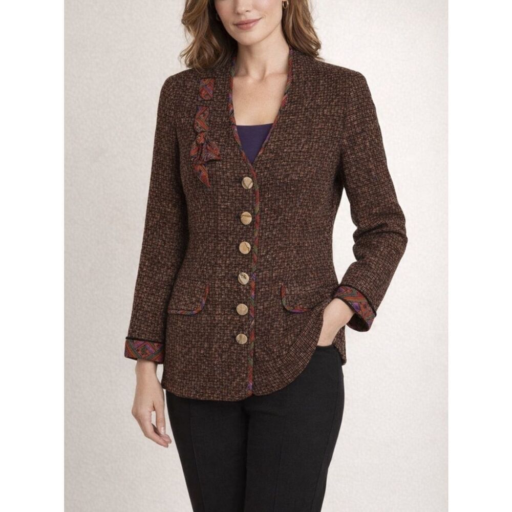 Platinum By Dorothy Schoelen Vintage Artsy Blazer Jacket Size S